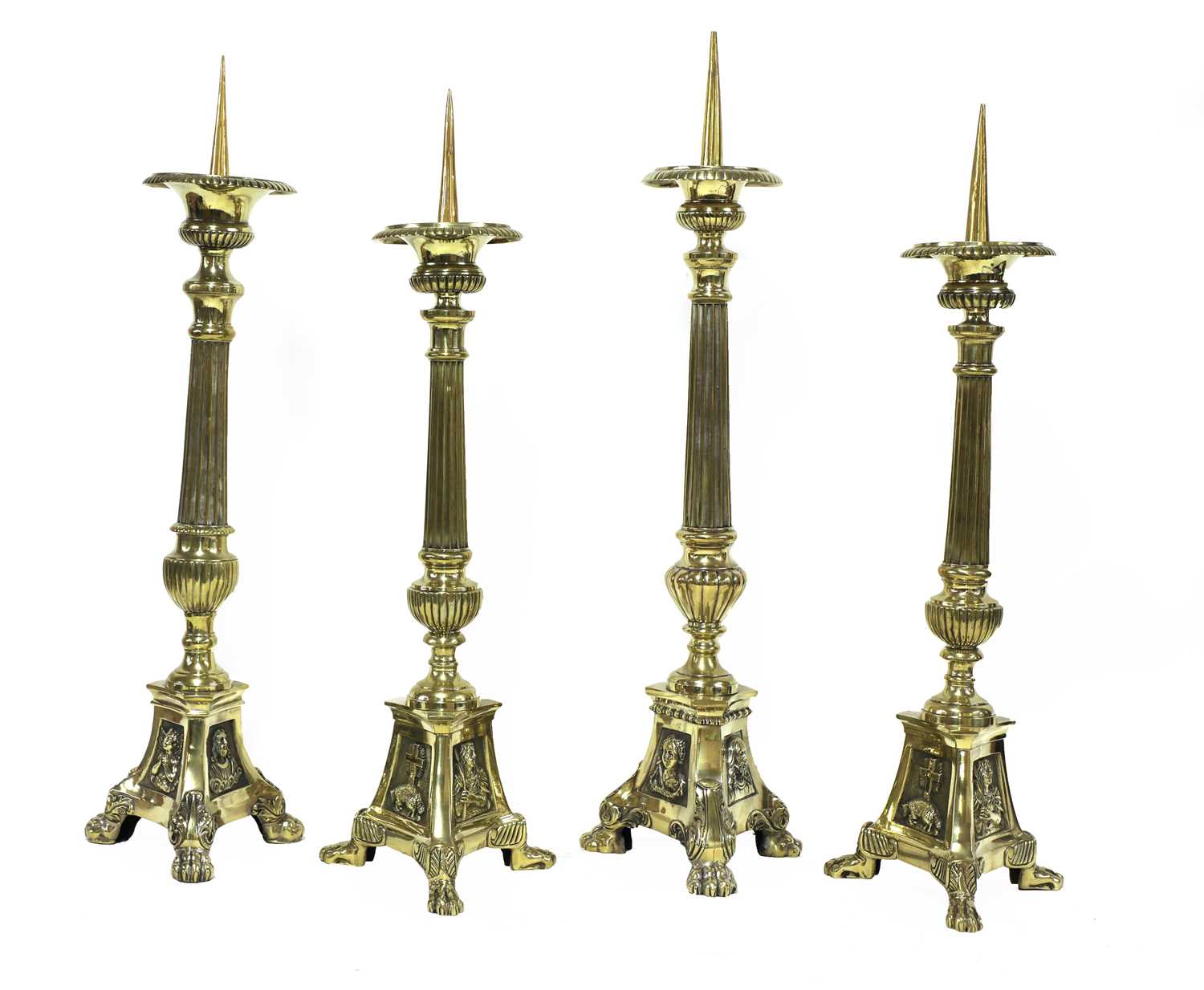 Lot 134 - Four French pricket candlesticks