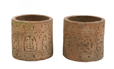 Lot 985 - A pair of Compton Pottery-type terracotta urns