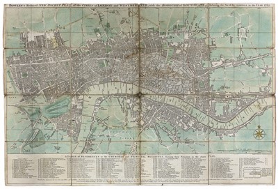 Lot 144 - BOWLE'S REDUCED NEW POCKET PLAN OF THE CITIES OF LONDON AND WESTMINSTER 1785
