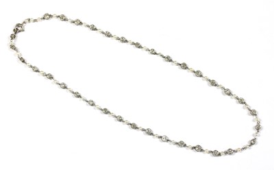 Lot 71 - A platinum diamond and seed pearl necklace