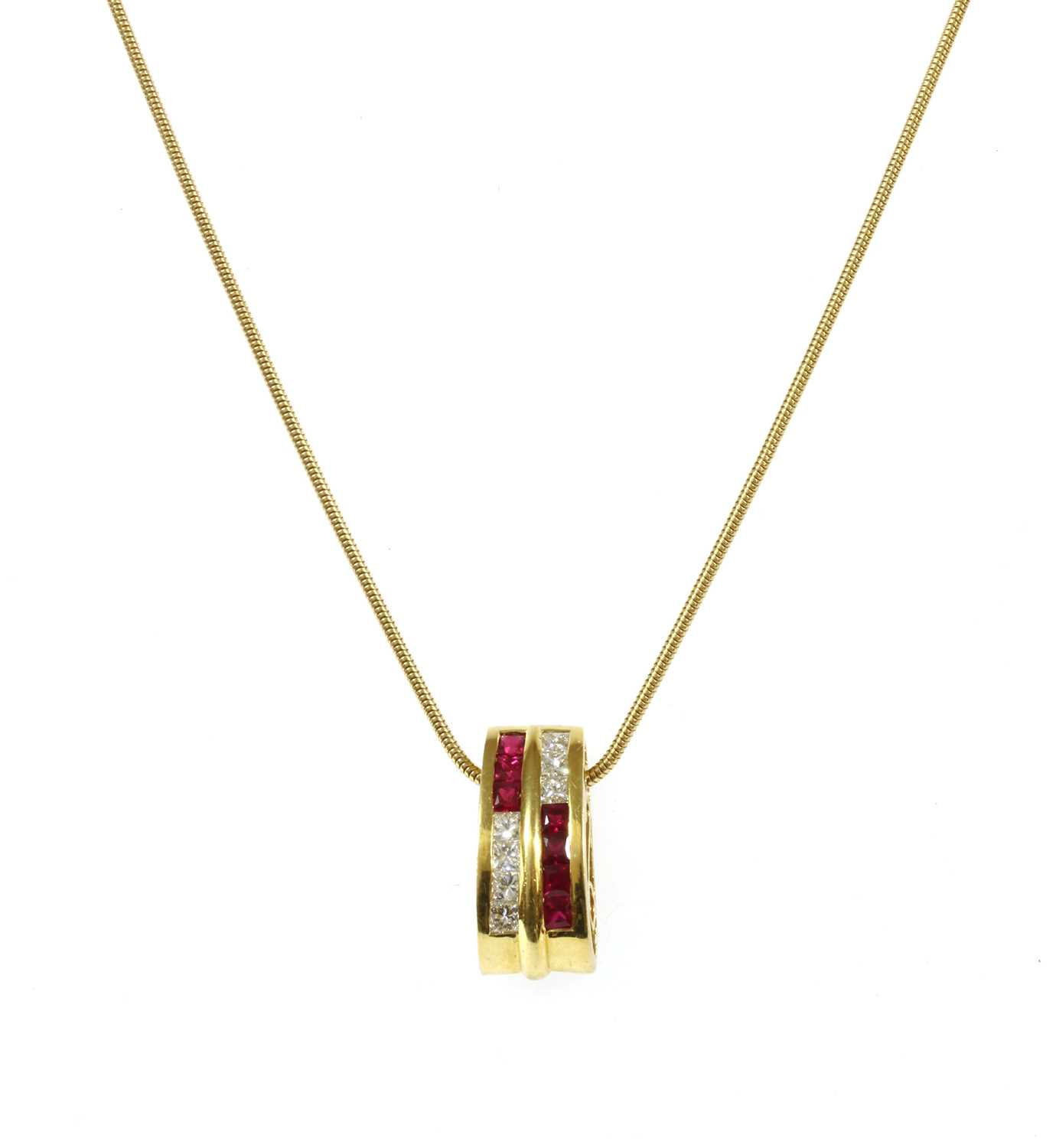 Lot 41 - A gold ruby and diamond pendant