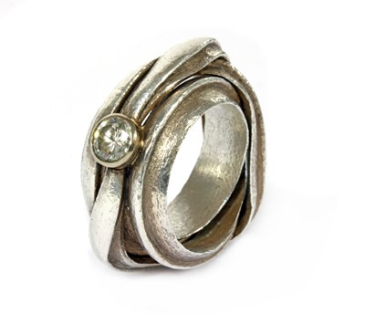 Lot 234 - A fine silver single stone diamond ring by Michael Carberry