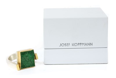 Lot 239 - A 22ct gold, sterling silver, and uvavorite garnet drusy ring by Josef Koppmann