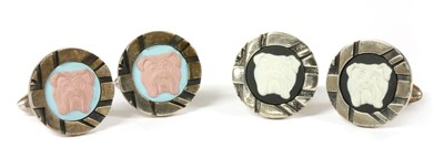 Lot 254 - A pair of sterling silver 'Best of British' cameo cufflinks by Stephen Webster for Wedgwood