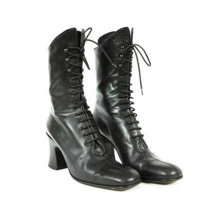 Lot 123 - A pair of Michel Perry black leather lace-up boots