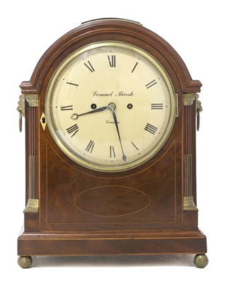 Lot 265 - A strung mahogany mantel clock by Samuel Marsh, London