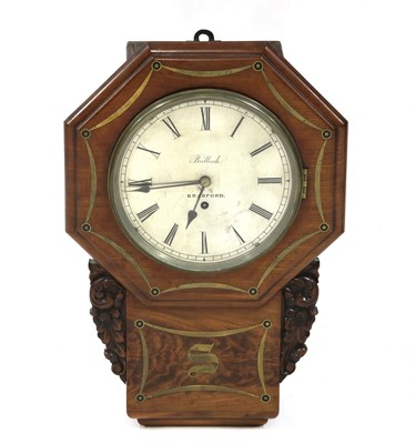 Lot 266 - A Victorian brass inlaid mahogany drop dial wall clock