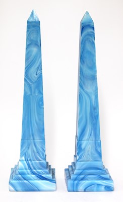 Lot 105 - A pair of glass obelisks attributed to Sowerby Glassworks