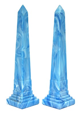 Lot 105 - A pair of glass obelisks attributed to Sowerby Glassworks