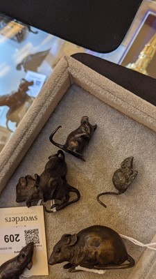 Lot 209 - A collection of fourteen cold-painted bronze and lead mice and rats
