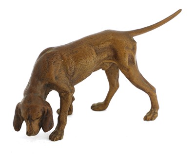 Lot 211 - A cold-painted bronze pointer