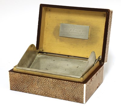 Lot 31 - An Art Deco shagreen patent cigarette box