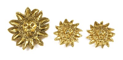 Lot 183 - A Chanel gold-plated lion brooch and earrings suite