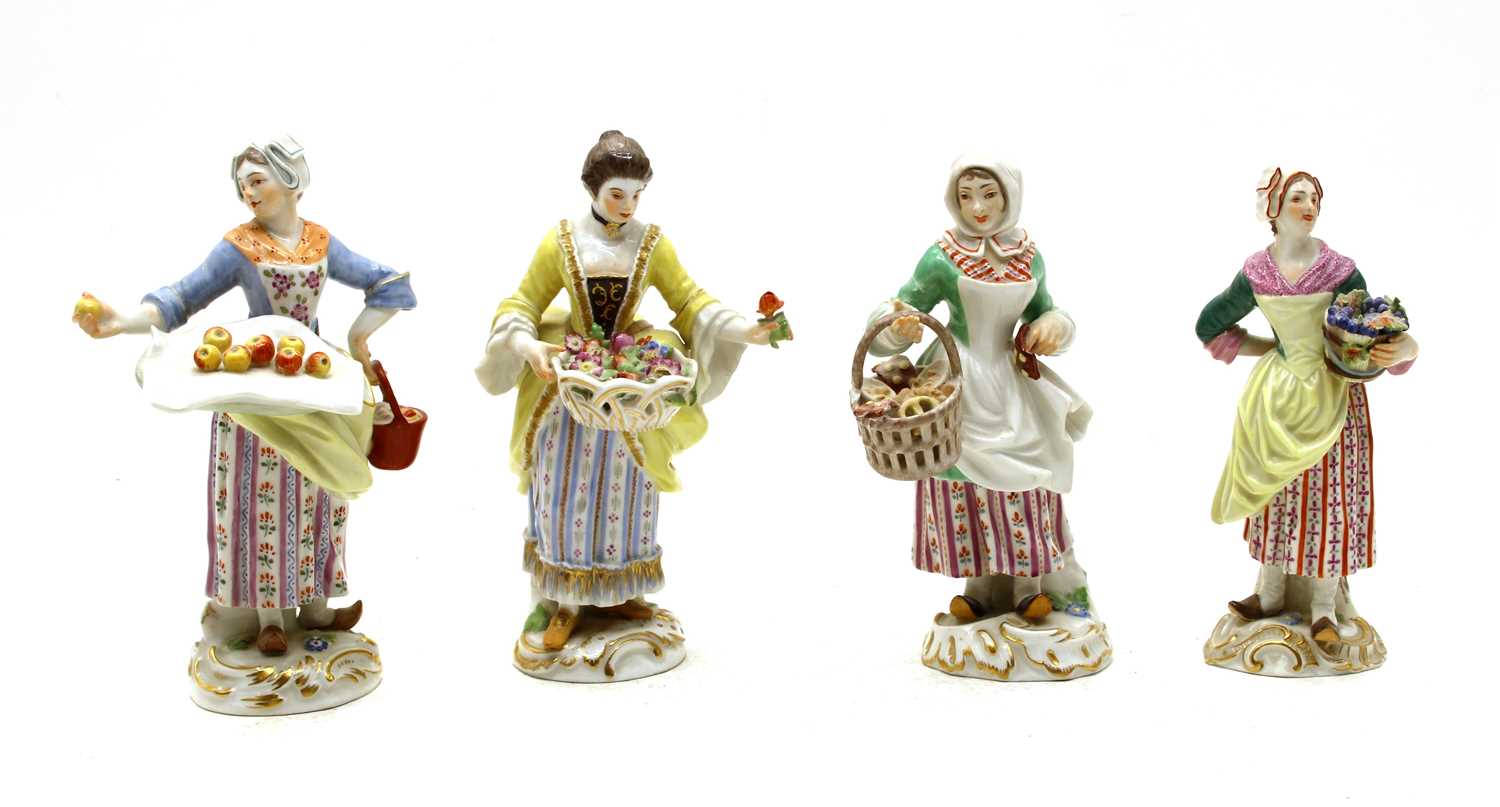 Lot 458 - Four Meissen 'Cris de Paris' figures