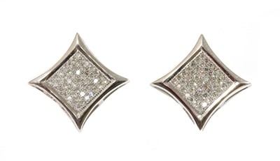 Lot 92 - A pair of 9ct white gold diamond stud earrings