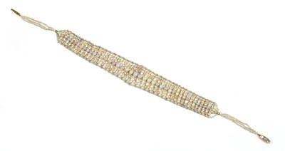 Lot 14 - A Victorian opal, white sapphire and seed pearl choker