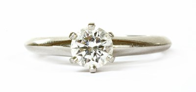 Lot 121 - A platinum single stone diamond ring by Tiffany & Co.