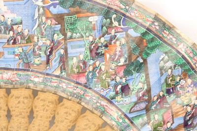 Lot 127 - A Chinese Canton school fan in original lacquer case
