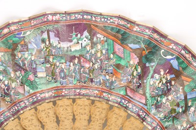 Lot 127 - A Chinese Canton school fan in original lacquer case