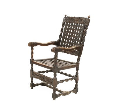 Lot 280 - A Charles II walnut open armchair