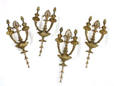 Lot 325 - A set of four twin branch wall lights