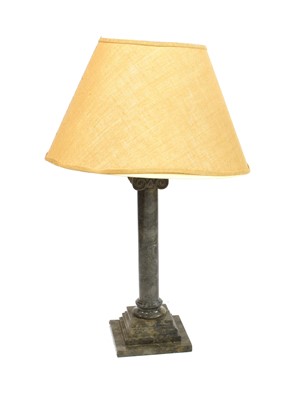 Lot 340A - A marble column table lamp
