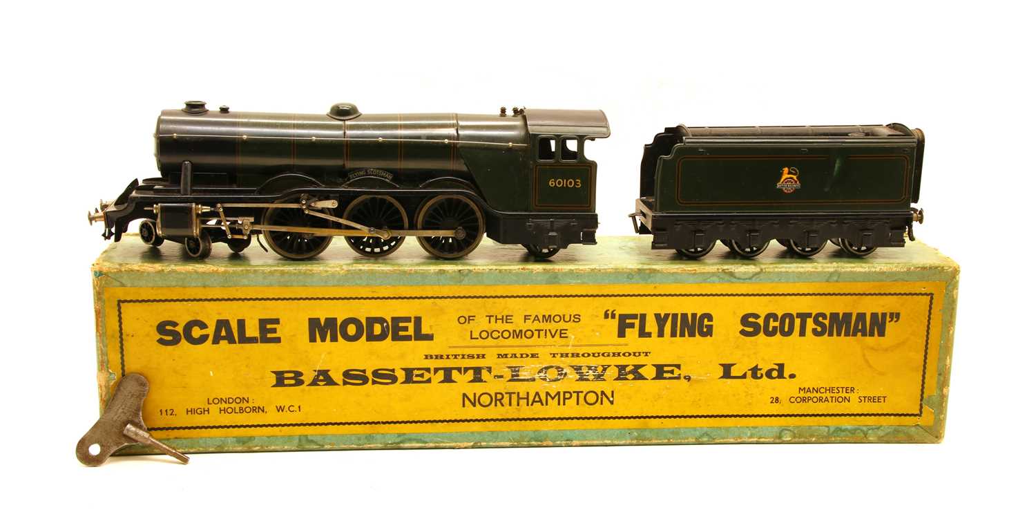 Lot 114 - A restored Bassett Lowke O gauge clockwork class A3 4-6-2 Flying Scotsman locomotive