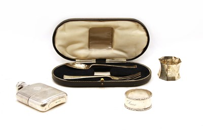 Lot 264 - A cased silver three piece christening set