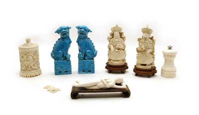 Lot 246 - A pair of Emporer and Empress carved ivory figures