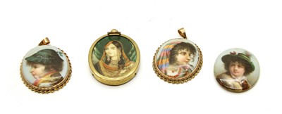 Lot 146 - A collection of three miniature portraits on porcelain