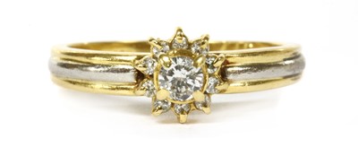 Lot 349 - A gold and platinum diamond cluster ring