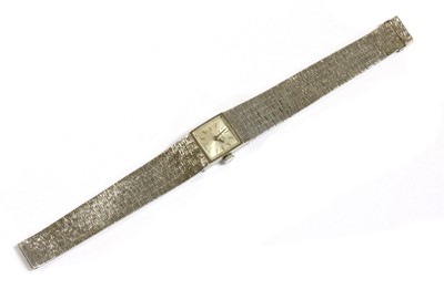 Lot 174 - A ladies' 9ct white gold Bueche Girod mechanical bracelet watch, c.1970