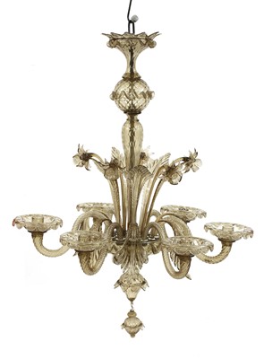 Lot 433 - A smokey sepia glass chandelier