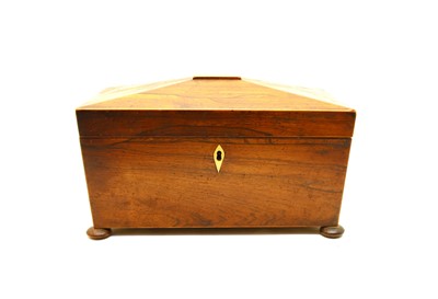 Lot 385 - An early 19th Century rosewood large sarcophagus form tea caddy