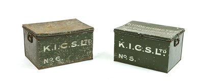 Lot 118A - Two early green painted metal trunks from 'Kidderminster Industrial Cooperative Society Ltd'