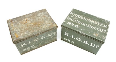 Lot 118 - Two early green painted metal trunks from 'Kidderminster Industrial Cooperative Society Ltd'