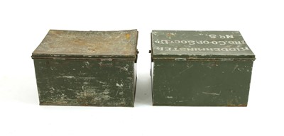 Lot 118 - Two early green painted metal trunks from 'Kidderminster Industrial Cooperative Society Ltd'