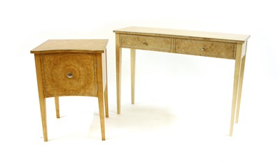 Lot 696 - An Arthur Brett burr maple side table and console table