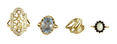 Lot 408 - Four 9ct gold rings