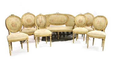 Lot 725 - A Louis XVI style giltwood parlour suite