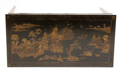 Lot 424 - A black lacquered chinoiserie side table