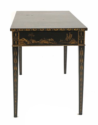 Lot 424 - A black lacquered chinoiserie side table