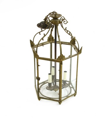 Lot 684 - A Regency-style brass hexagonal lantern