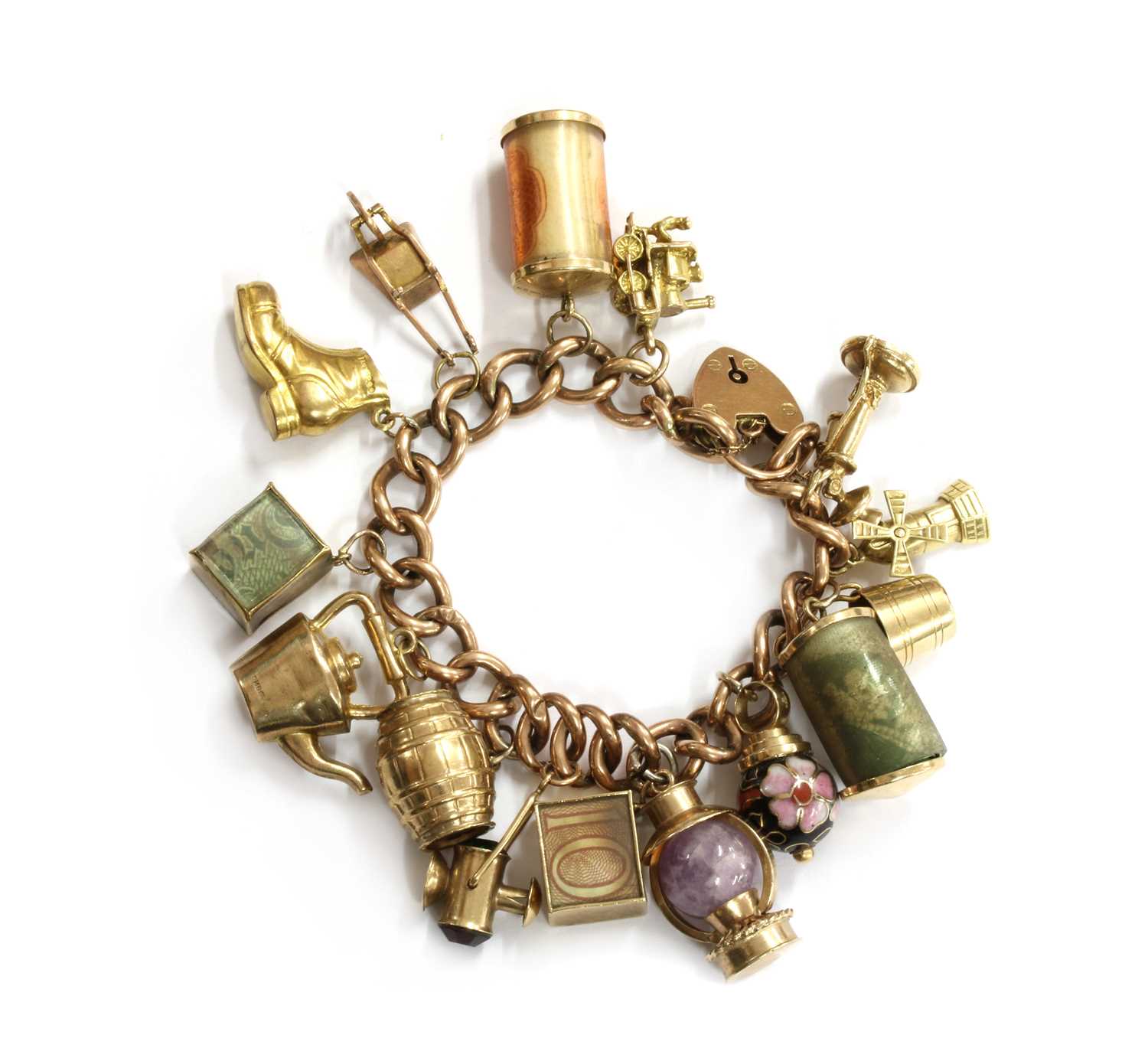 Lot 112 - A gold charm bracelet