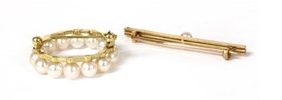 Lot 149 - A gold cultured pearl wreath brooch, by Mikimoto