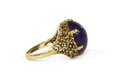 Lot 132 - A 9ct gold single stone amethyst ring, c.1970