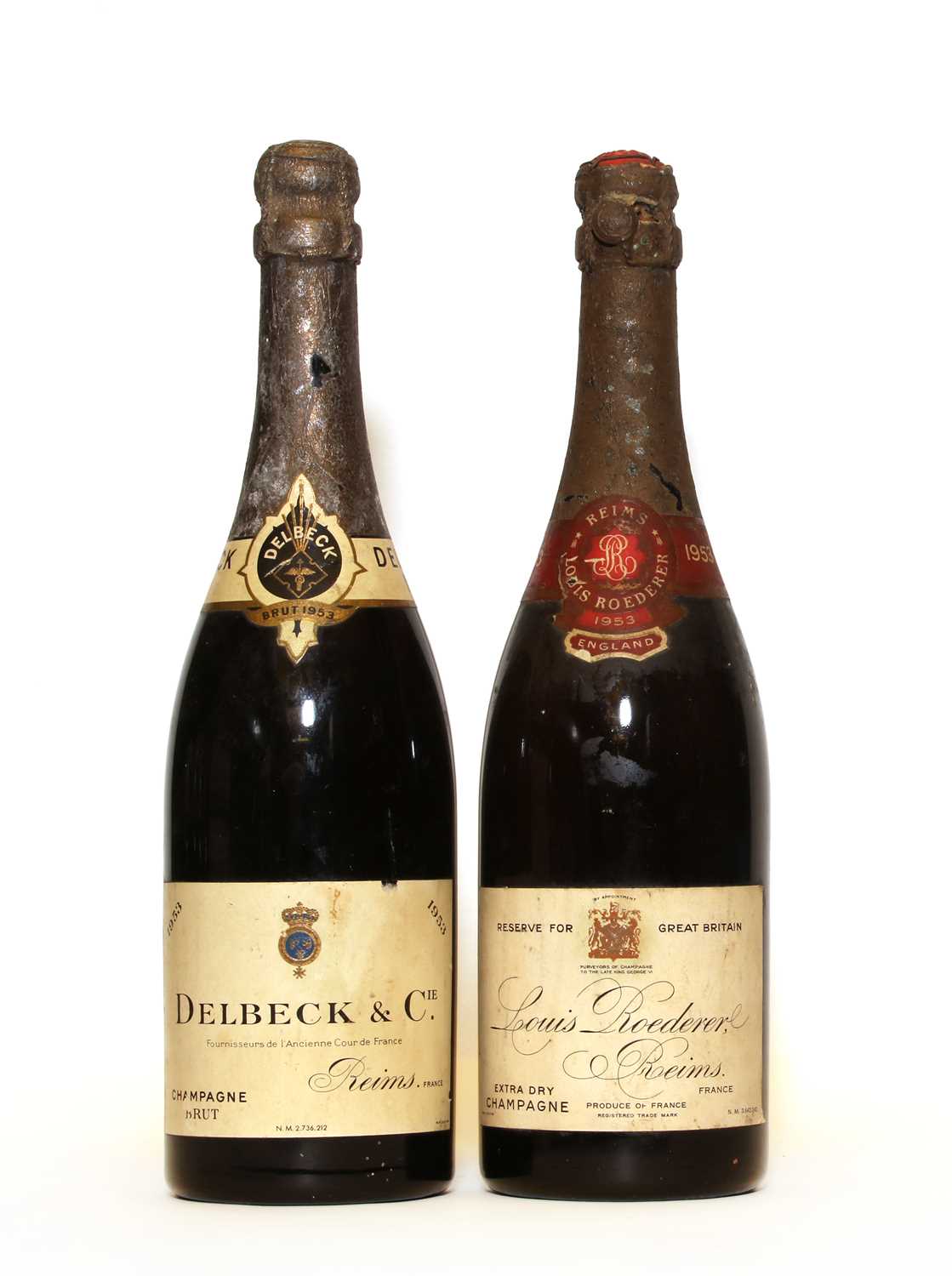 Lot 1 - Louis Roederer, Reims, 1953, one bottle and Delbeck & Cie, 1953, one bottle