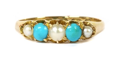 Lot 292 - A Victorian 18ct gold split pearl and turquoise ring