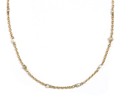 Lot 295 - A gold pearl set chain