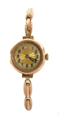 Lot 434 - A 9ct gold mechanical bracelet watch